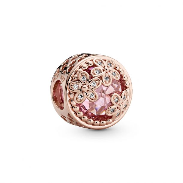 Pandora Sparkling Pink Daisy Flower Charm Rose Gold Plated