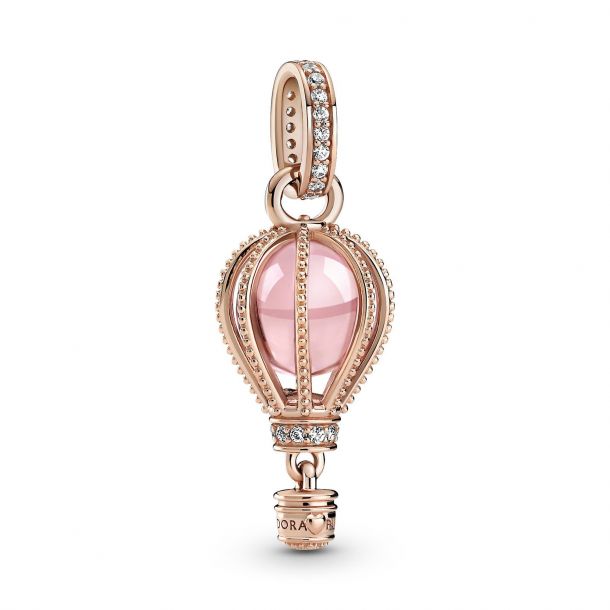 Pandora Sparkling Pink Hot Air Balloon Dangle Charm Rose Gold Plated