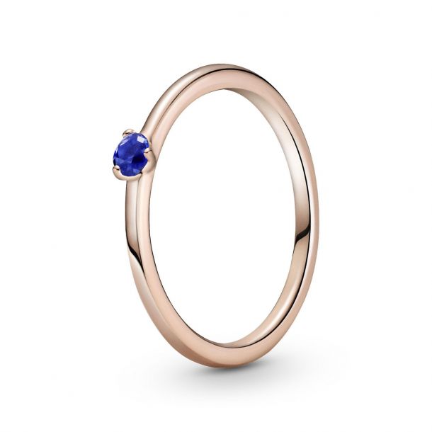 Hoop van dienblad Pedagogie Pandora Stellar Blue Solitaire Ring, Rose Gold-Plated | REEDS Jewelers