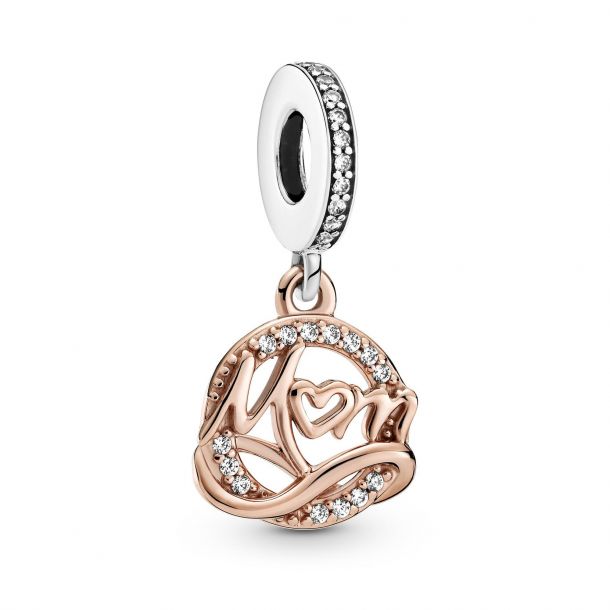 Pandora Two Tone Mom Dangle Charm Rose Gold Plated REEDS Jewelers