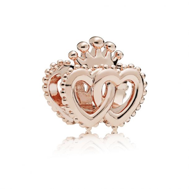 Pandora United Regal Hearts Charm Rose Gold Plated