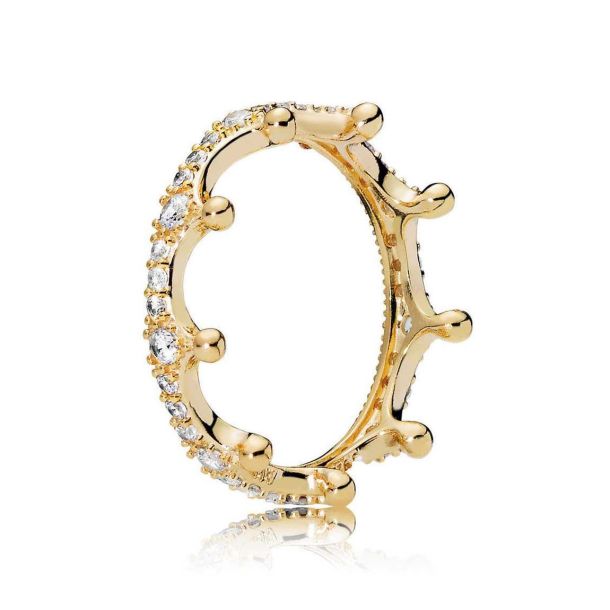 Pandora Enchanted Crown Ring Clear Cubic Zirconia Gold Plated