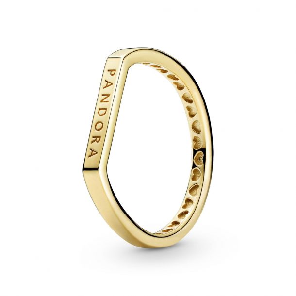 Pandora Logo Bar Stacking Ring Gold Plated Size 7