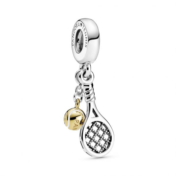 Pandora Tennis Racket Ball Dangle Charm Gold Plated REEDS Jewelers