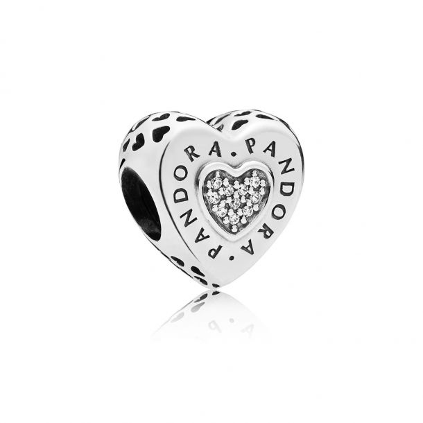 Pandora Signature Heart Charm Clear Cubic Zirconia