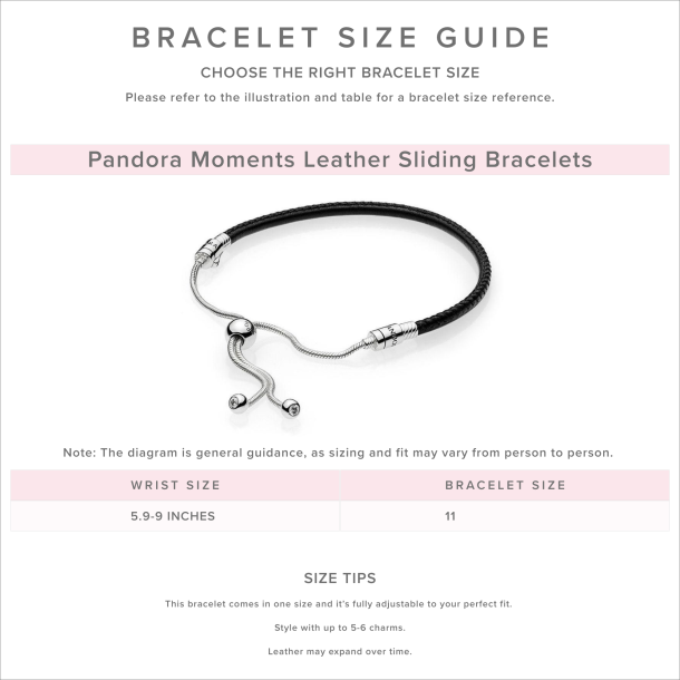 Pandora sliding black leather bracelet on sale
