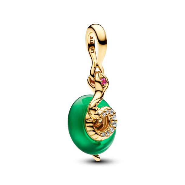 口豪奢 Pandora Snake Charm Dangle Gold-Plated Glass Murano Green アクセサリー
