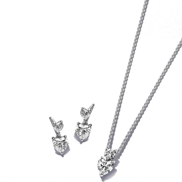 Pandora double heart earrings on sale