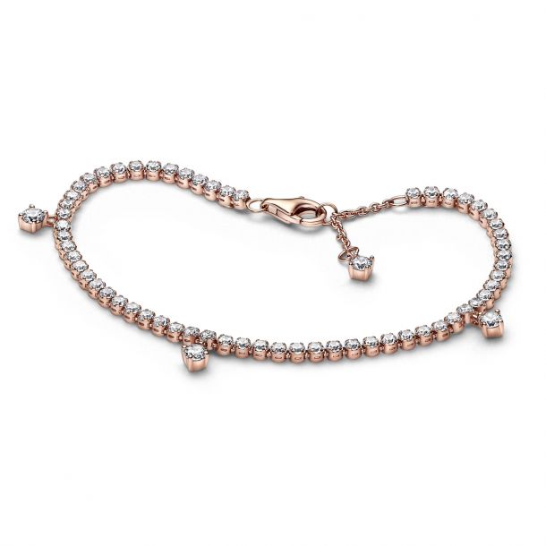 Pandora Sparkling Slider Tennis Bolo Bracelet, Rose Gold-Plated, 9 in