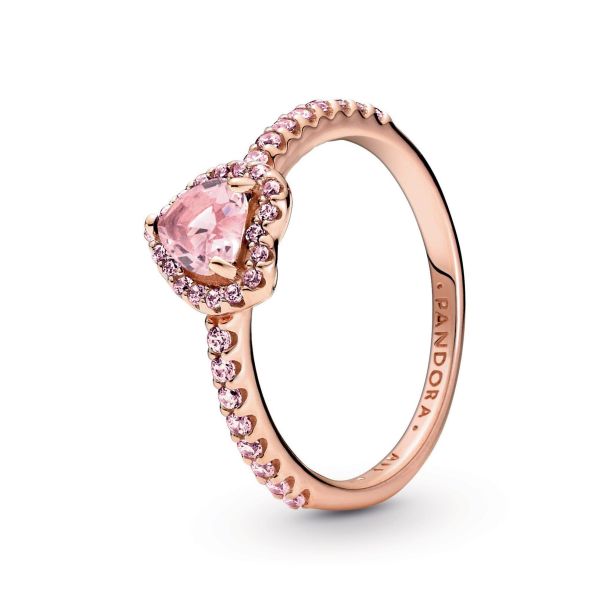 KAGAYD Pink Heart Ring Plated Womens Ring Zir-con Full Diamond