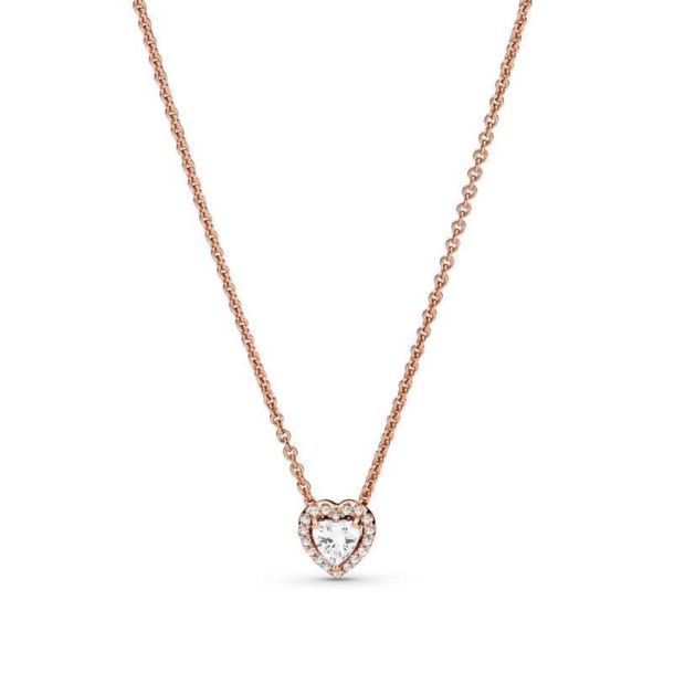 Pandora Sparkling Heart Collier Necklace Rose Gold Plated