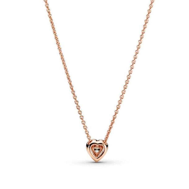 Pandora Sparkling Heart Collier Necklace Rose Gold Plated REEDS Jewelers