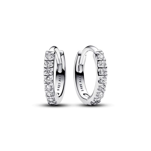 Pandora white gold hoop earrings outlet