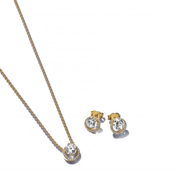 Little Sparkly Lock and Key Diamond CZ .925 Sterling Silver Necklace 18K Gold Plated