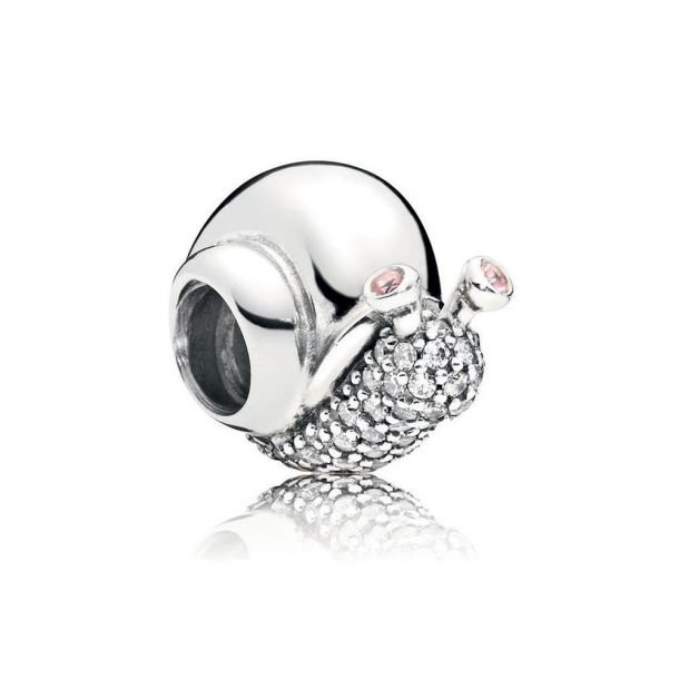 Pandora Sparkling Snail Charm Clear Orchid Cubic Zirconia