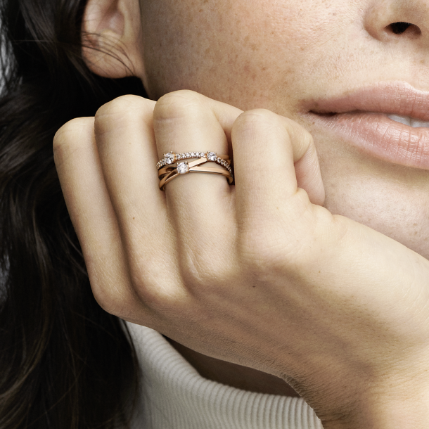 Pandora rose gold band ring shop