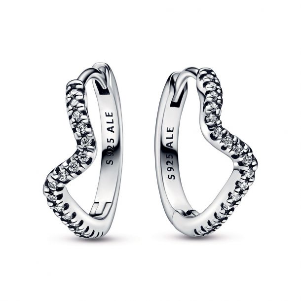Pandora Sparkling Wave Hoop Earrings REEDS Jewelers