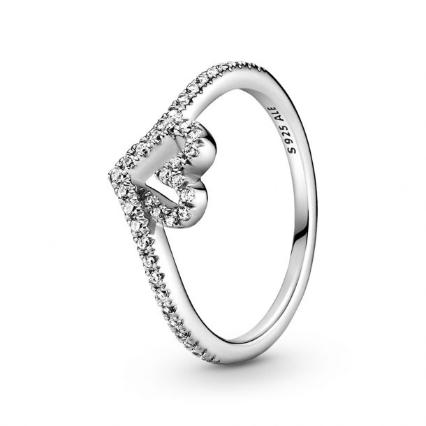 Pandora Sparkling Heart Wishbone Ring