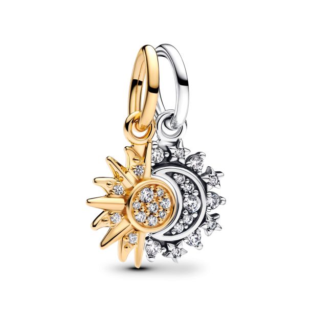 Pandora Splitable Sun Moon Two Tone Dangle Charm REEDS Jewelers