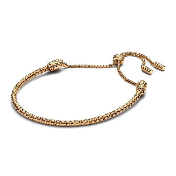 Pandora Studded Gold Plated Chain Slider Bracelet
