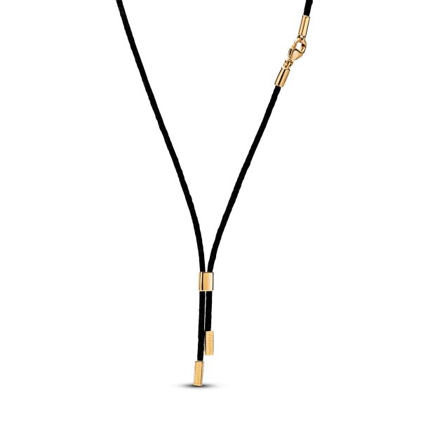 Black Leather Cord with 14k Yellow Gold Clasp for Memorial Pendant