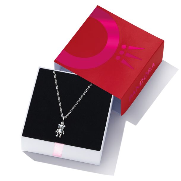 Pandora teddy bear charm with gold heart hot sale