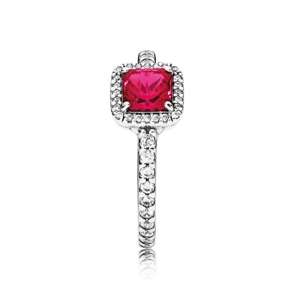 Pandora Timeless Elegance Ring Synthetic Ruby Clear Cubic Zirconia Size 4.5 REEDS Jewelers