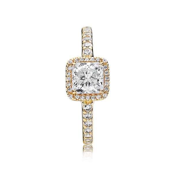 Pandora Gold Timeless Elegance Ring Clear Cubic Zirconia