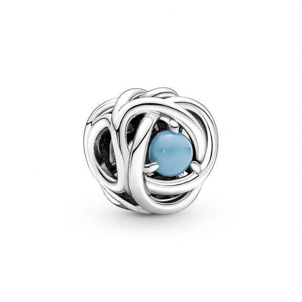 March Sea Aqua Blue Eternity Circle Stud Earrings, Sterling silver