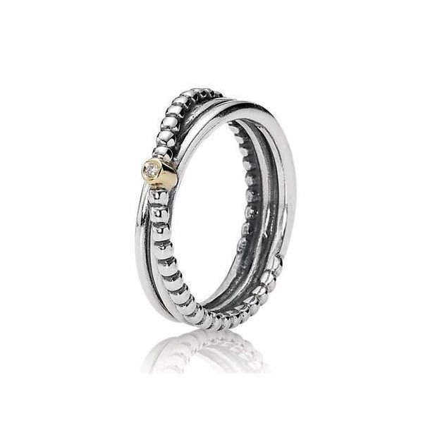 PANDORA Two Tone Kerry s Small Diamond Ring Size 8.5