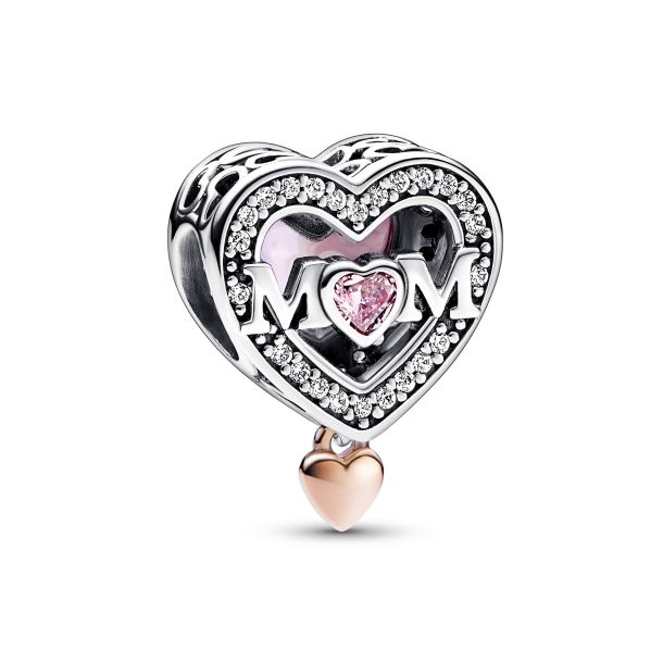 Chili Jewelry Rose Gold Wife Heart Love Charms with Clear Crystal Beads  Compatible With Pandora Charms Bracelets