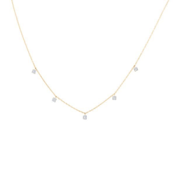 Papyrus 1/10ctw Diamond Yellow Gold Square Station Necklace