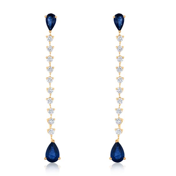 Blue sapphire and diamond drop earrings discount