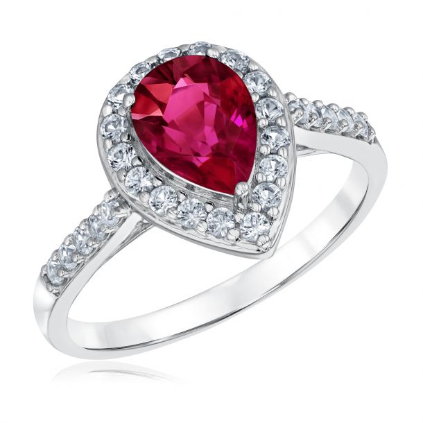 White sapphire and ruby ring cheap