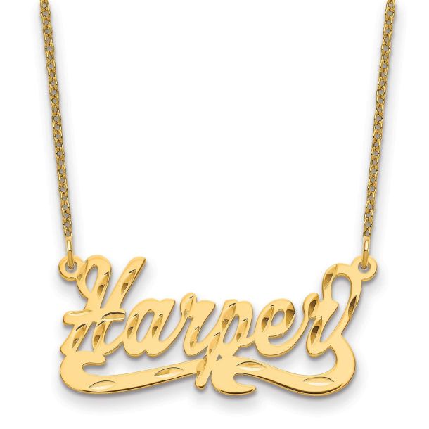 Diamond cut nameplate necklace deals