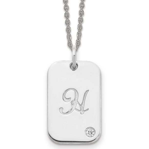 Dog Tags 10K Yellow Gold Diamond Pendant Can Be Engraved