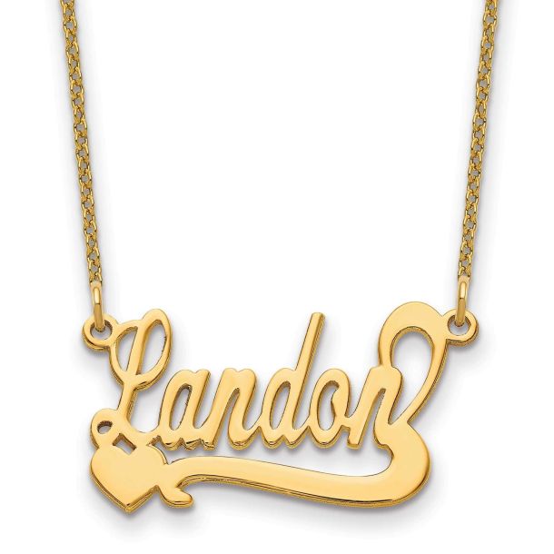 Better Jewelry Heart 10K Gold Double Nameplate Necklace