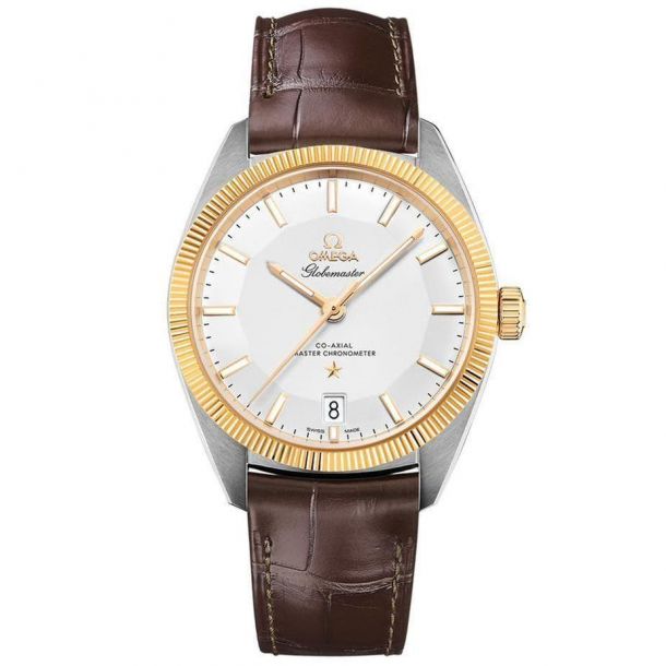 Previously Owned Men s OMEGA Constellation Globemaster Brown Leather Strap Watch O13023392102001 REEDS Jewelers