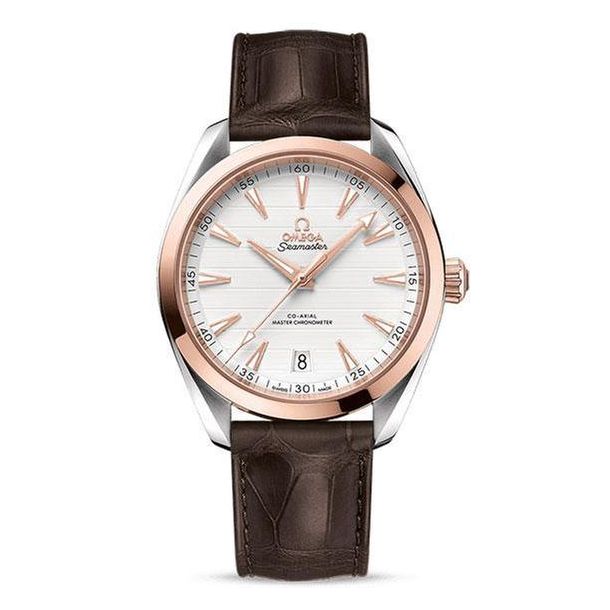 Previously Owned Men s OMEGA Seamaster Aqua Terra Watch Rose Gold Brown Leather Strap O22023412102001