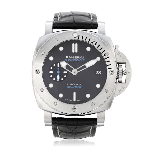 Previously Owned Panerai Submersible Automatic Black Leather Strap Watch 42mm PAM00973 REEDS Jewelers
