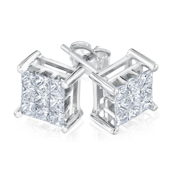 1ctw Princess Cut Composite Diamond Stud Earrings REEDS Jewelers