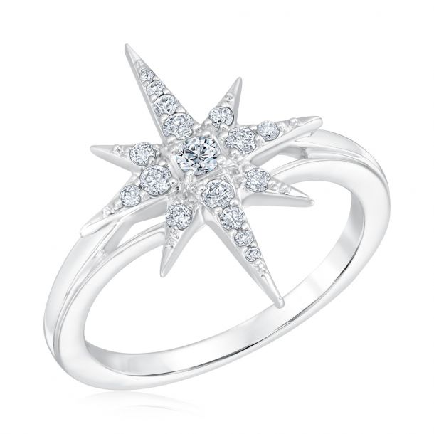 Radiant Universe Celestial Diamond North Star White Gold Ring 1 4ctw