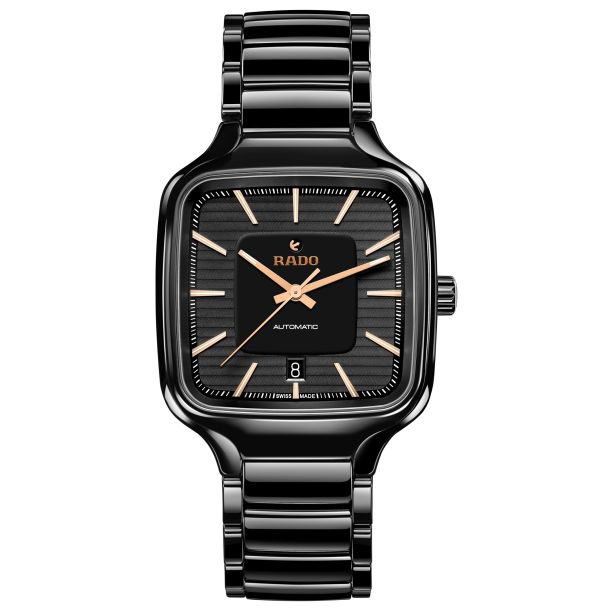 Rado True Square Automatic Black High Tech Ceramic and Titanium Bracelet Watch 38mm R27078172 REEDS Jewelers