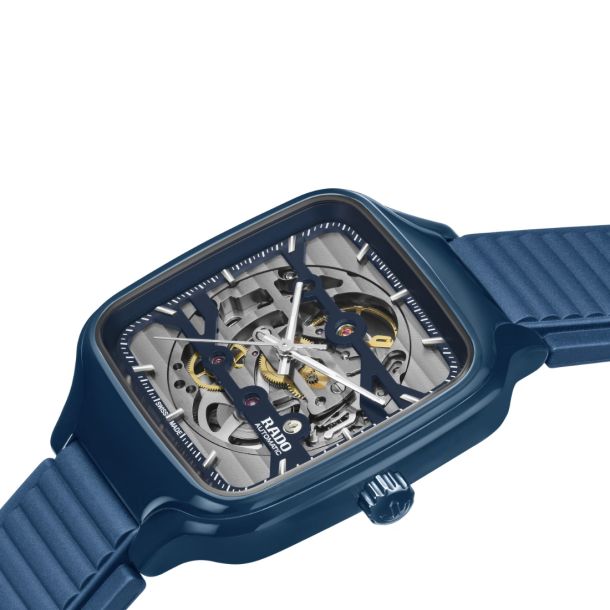 Rado True Square Automatic Skeleton Silver Dial Navy Blue