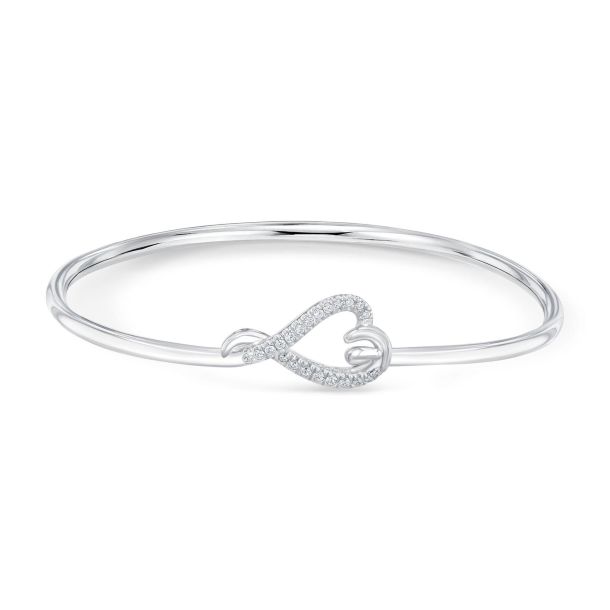 1 5ctw Diamond Heart Sterling Silver Bangle Bracelet REEDS Jewelers