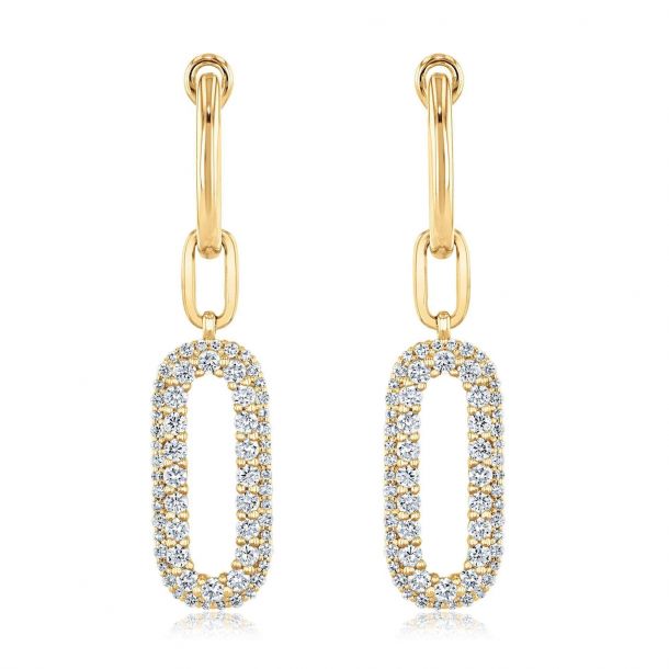 REEDS Exclusive Shy Creation Diamond Paperclip Drop Earrings 7/8ctw