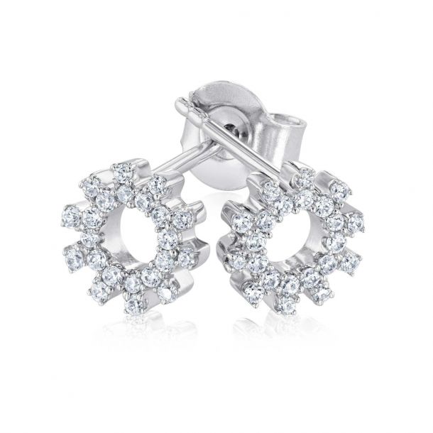 REEDS Exclusive Turn Together Diamond Open Gear Stud Earrings 1 8ctw REEDS Jewelers