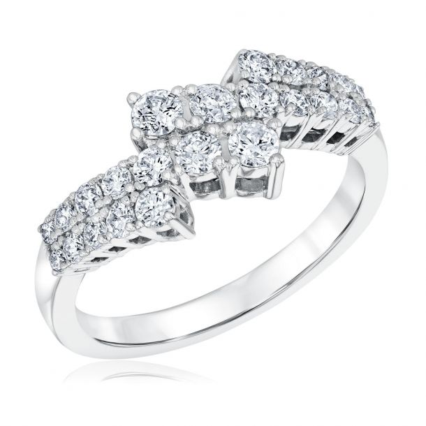 3 4ctw Diamond Double Row White Gold Bypass Ring Classic Collection REEDS Jewelers