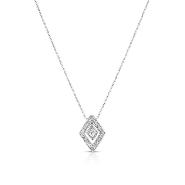 Roberto Coin Diamante 1 4ctw White Gold Lozenge Pendant Necklace REEDS Jewelers