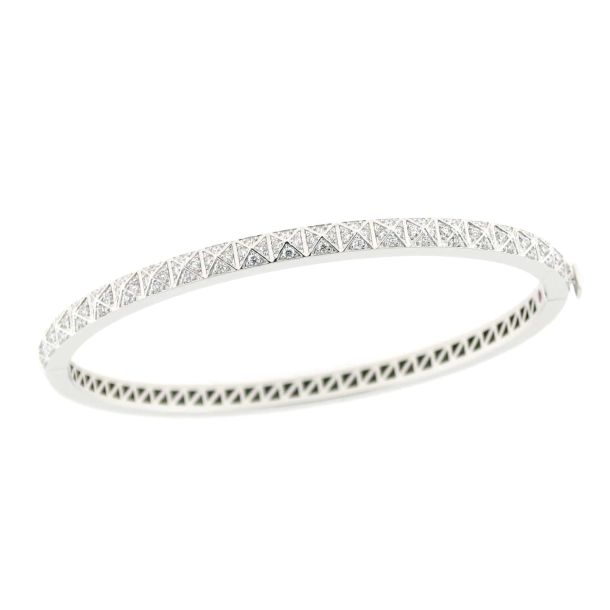 Roberto Coin Obelisco 3 4ctw Diamond White Gold Bangle Bracelet REEDS Jewelers